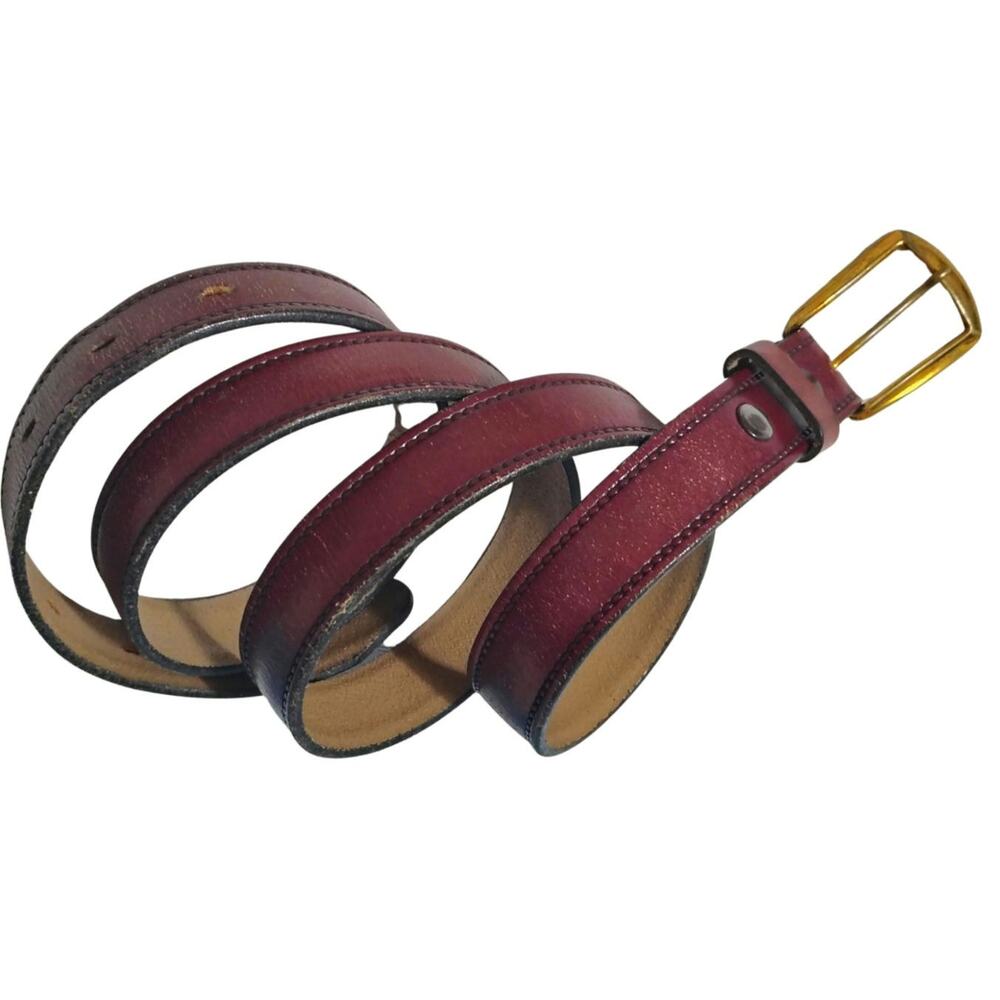 Vintage Brown Hickock Sierra Leather Belt Brass Pull Through Buckle Size 38 / 40